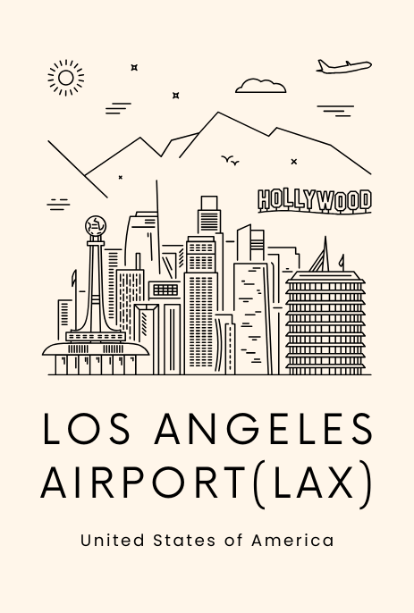 Detailed LAX terminal map showing U-shaped layout and connections